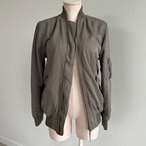 Obey Bomber Jacket Womens Size XS Green with Teddy Bear Lining